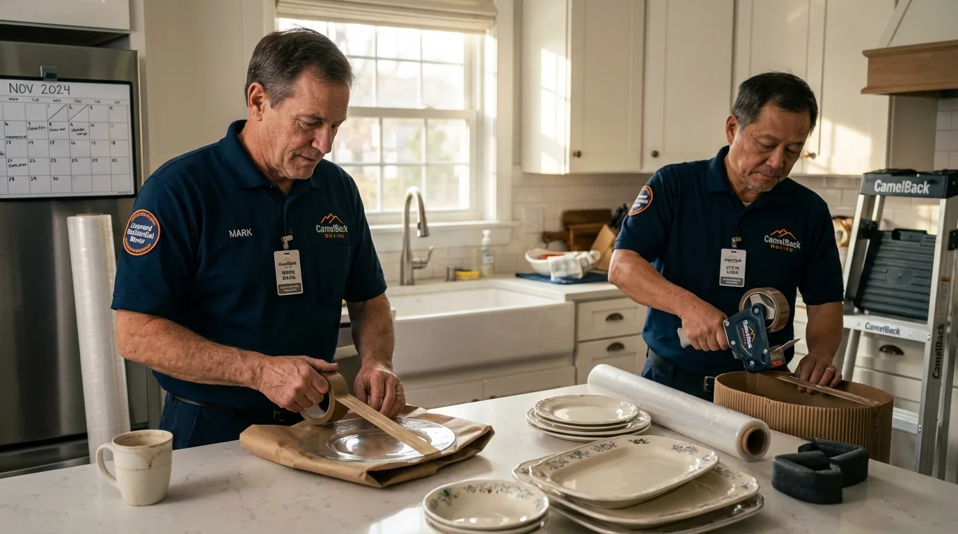 Professional crew packing kitchen dishware in Yonkers, NY